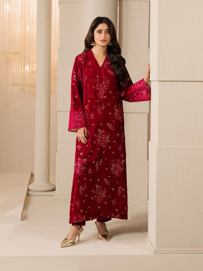 2 Piece Velvet Suit-Embroidered (Pret)