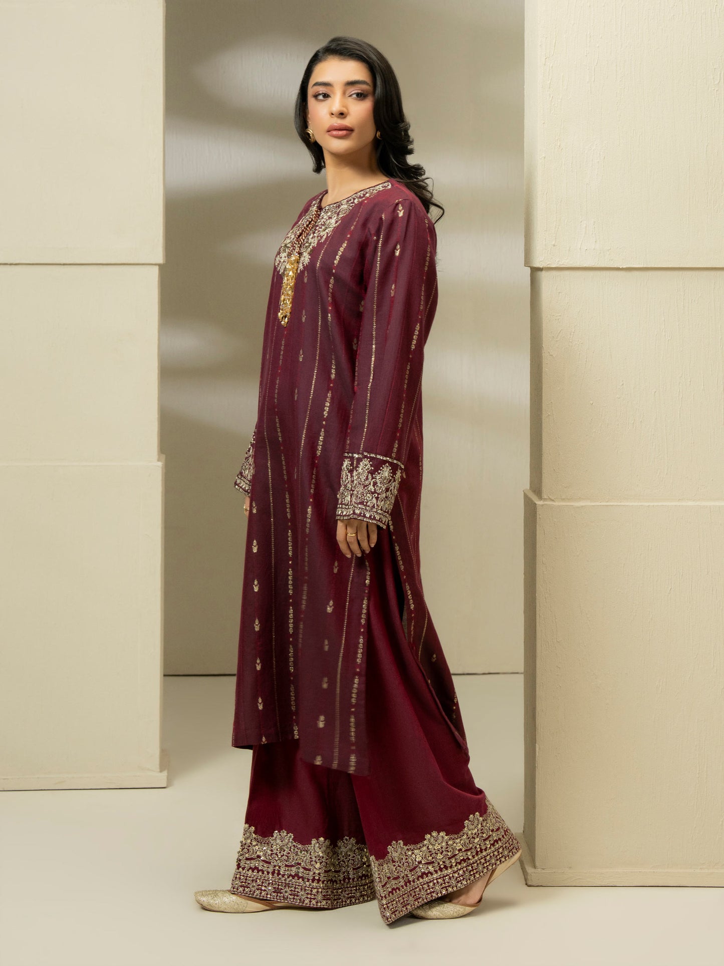 2 Piece Jacquard Suit-Embroidered (Pret)