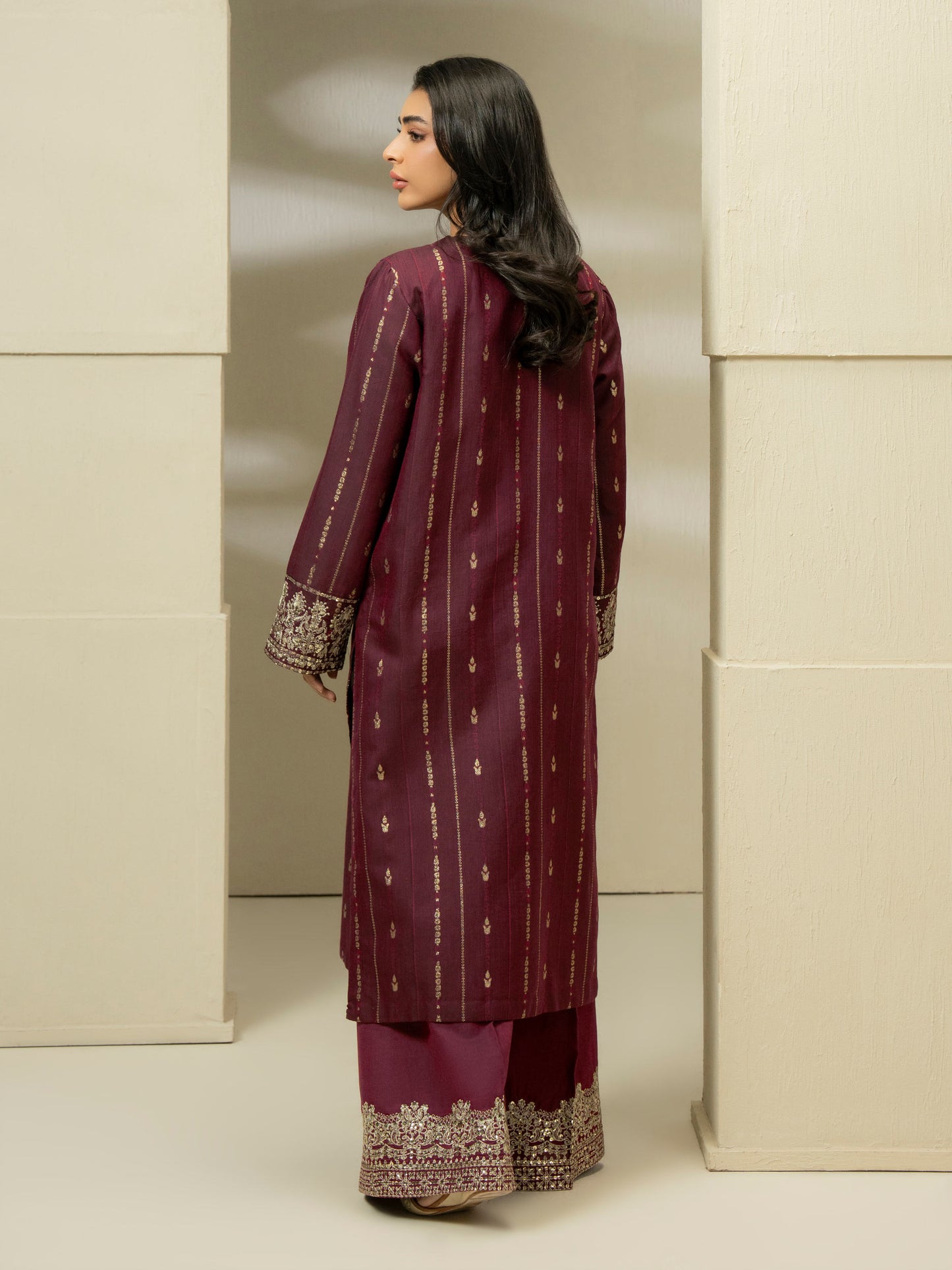 2 Piece Jacquard Suit-Embroidered (Pret)