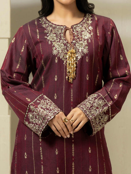 2 Piece Jacquard Suit-Embroidered (Pret)