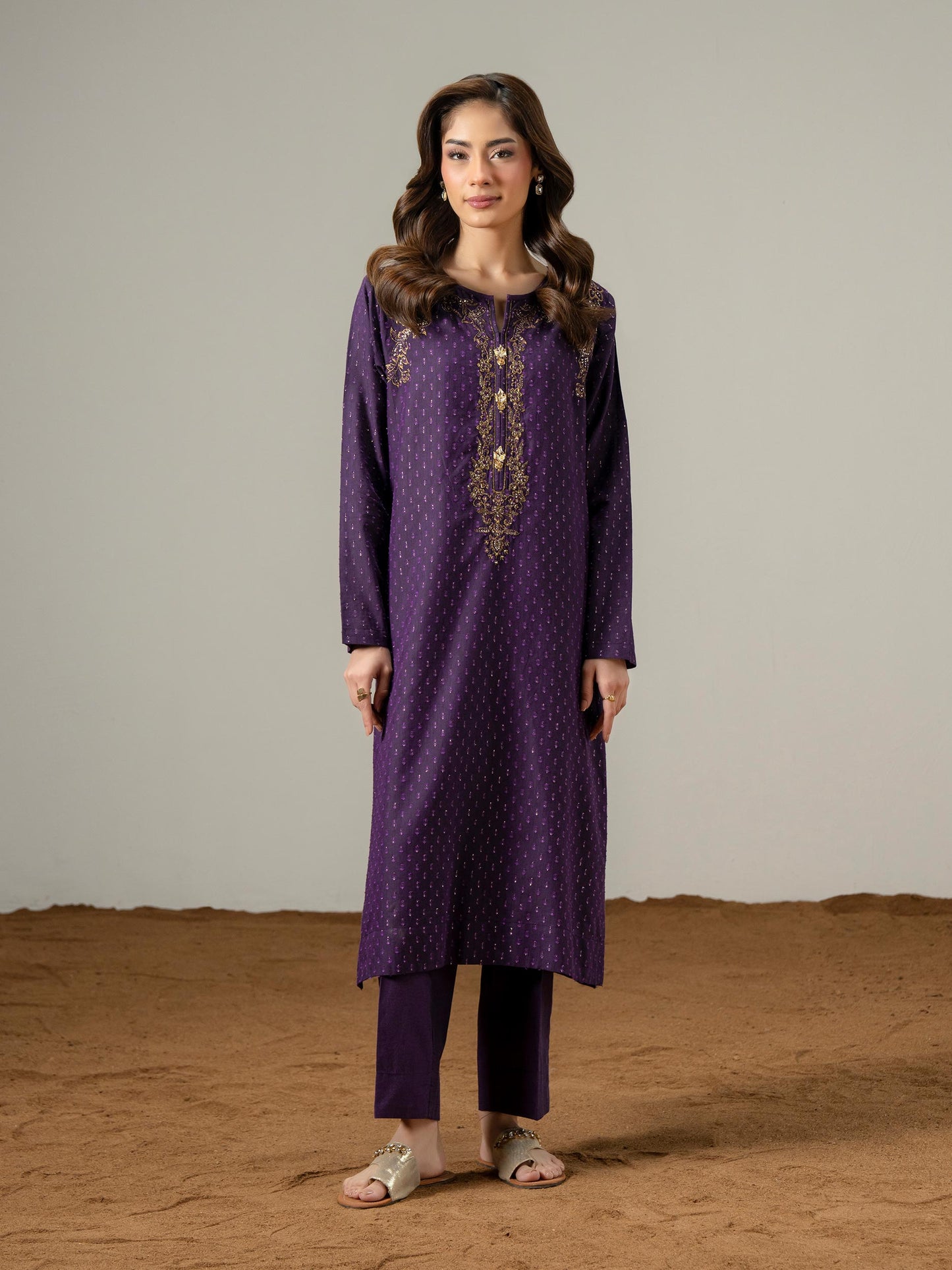 2 Piece Jacquard Suit-Embroidered (Pret)