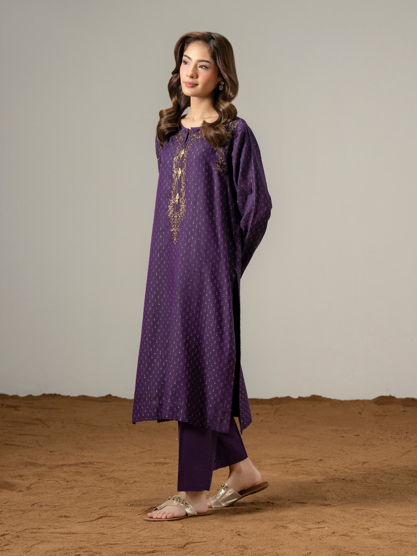 2 Piece Jacquard Suit-Embroidered (Pret)