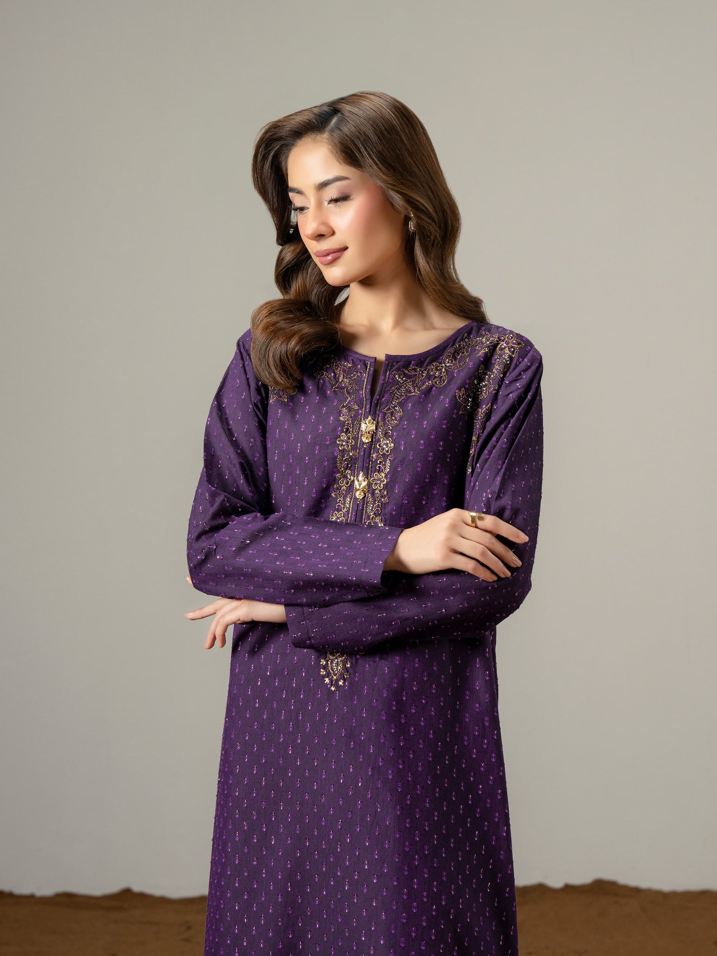 2 Piece Jacquard Suit-Embroidered (Pret)