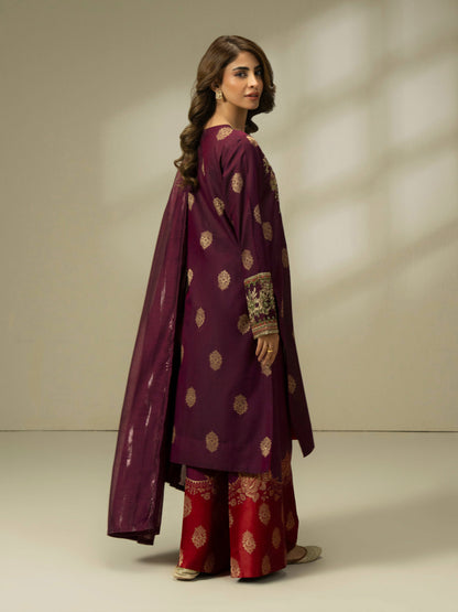 3 Piece Jacquard Suit-Embroidered (Pret)