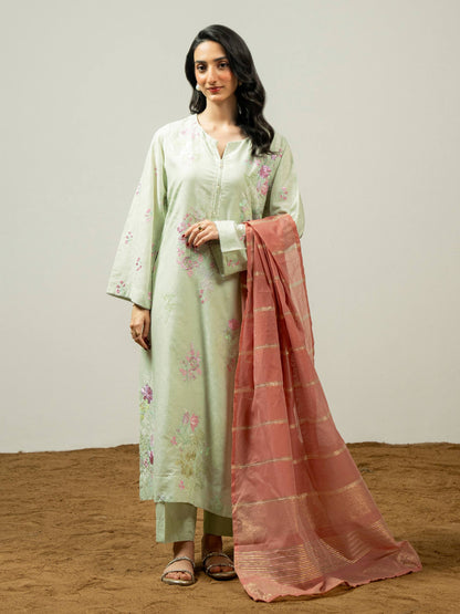 3 Piece Jacquard Suit-Embroidered (Pret)