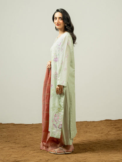3 Piece Jacquard Suit-Embroidered (Pret)