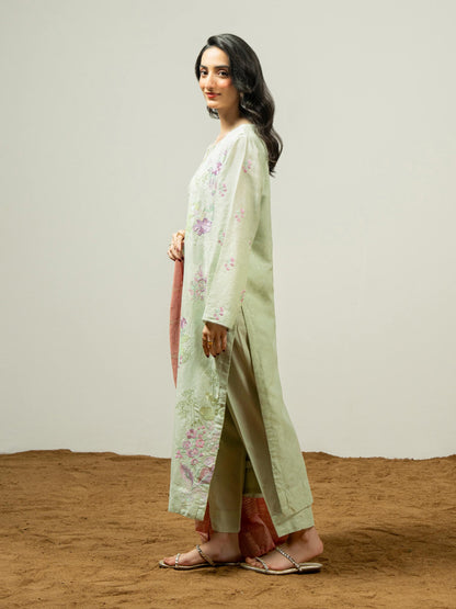 3 Piece Jacquard Suit-Embroidered (Pret)