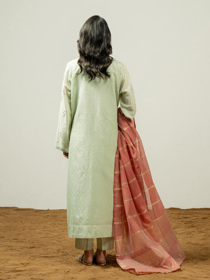 3 Piece Jacquard Suit-Embroidered (Pret)