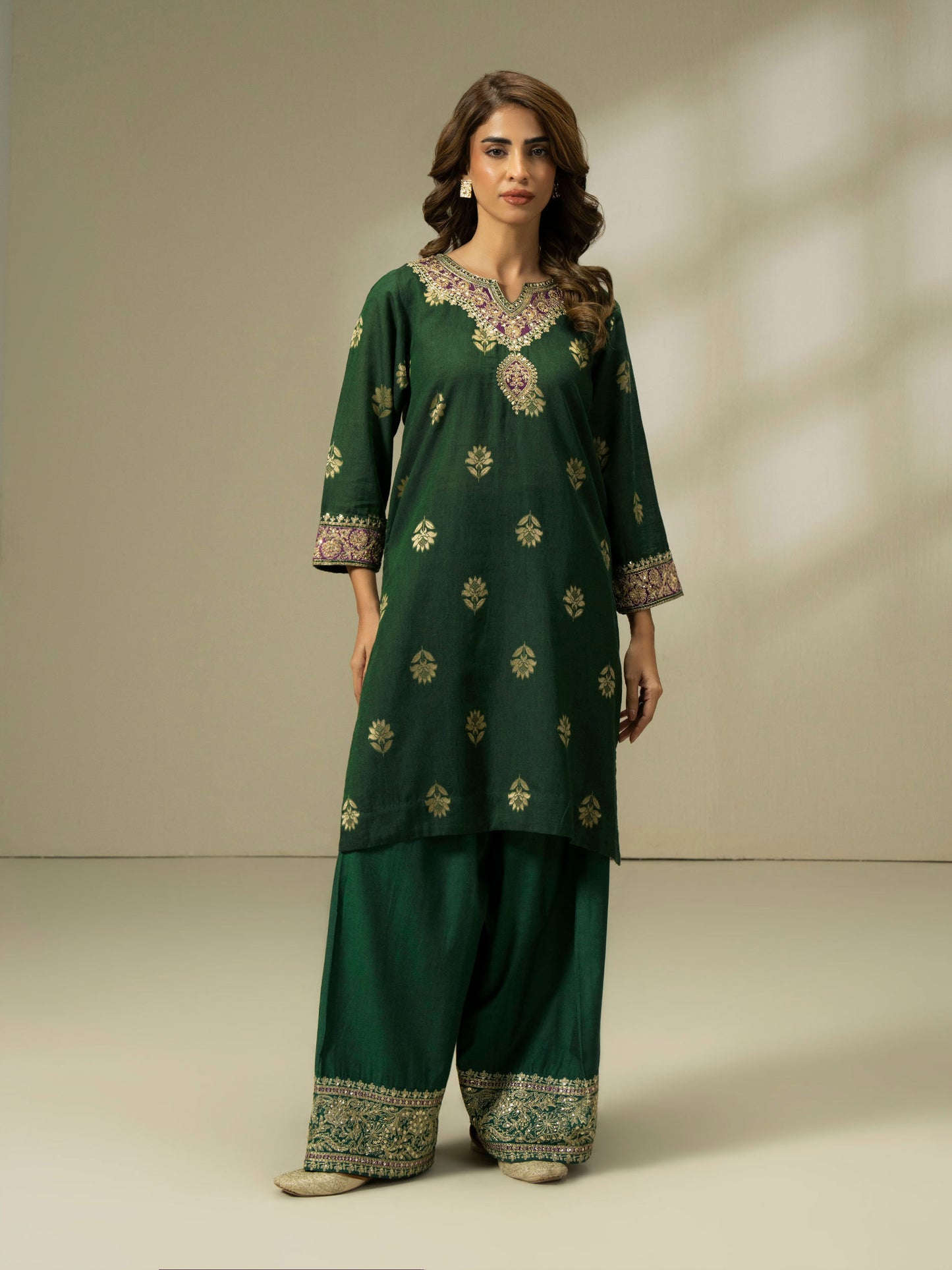 2 Piece Jacquard Suit-Embroidered (Pret)