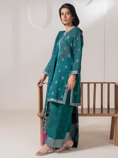 3 Piece Jacquard Suit-Embroidered (Pret)