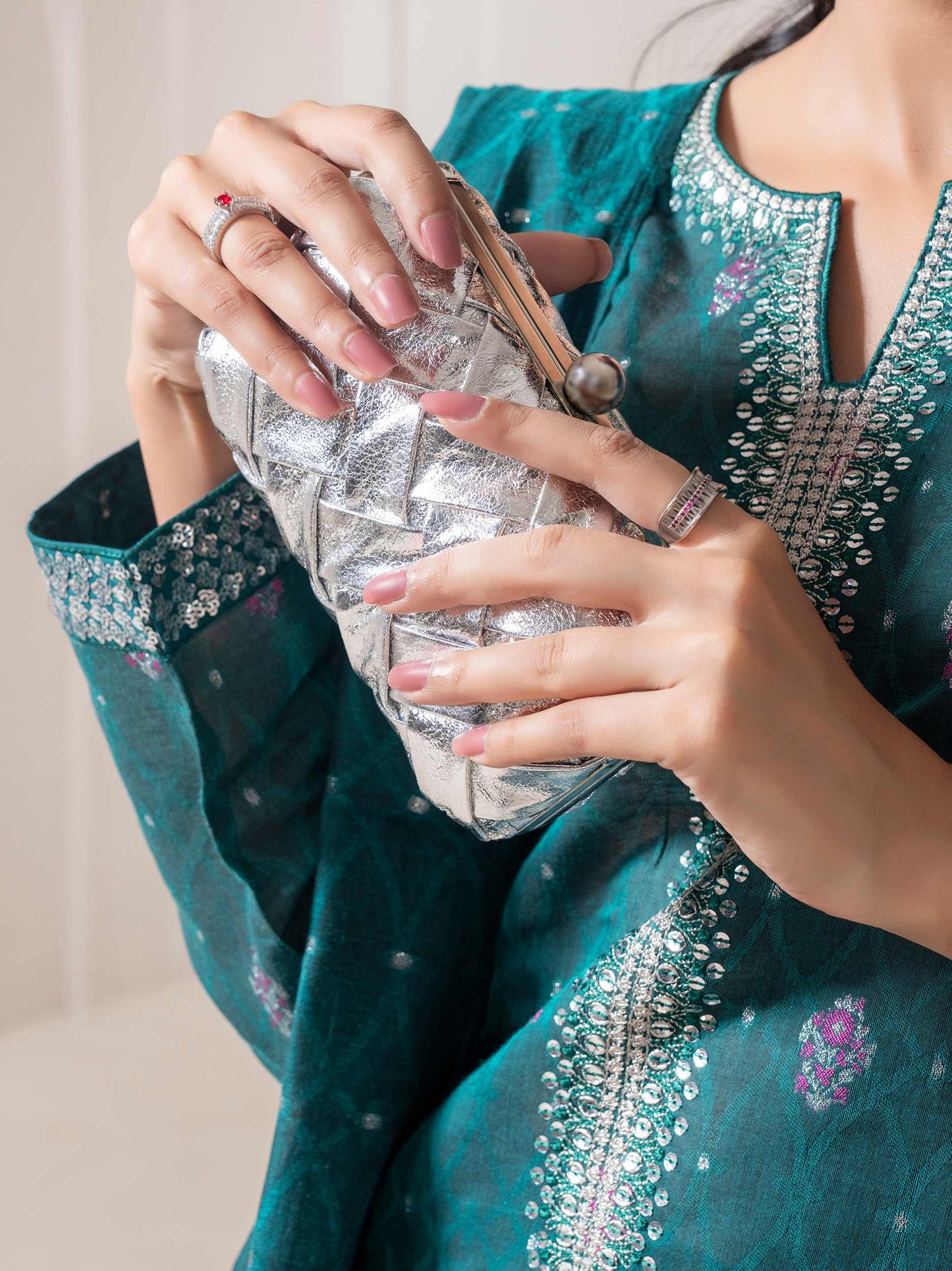 3 Piece Jacquard Suit-Embroidered (Pret)