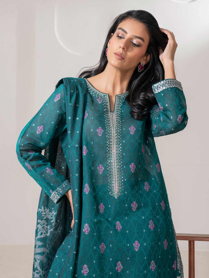 3 Piece Jacquard Suit-Embroidered (Pret)