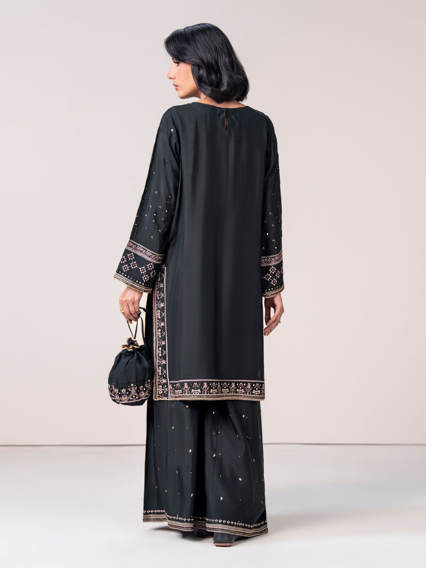 2 Piece Raw Silk Suit- Embroidered (Pret)