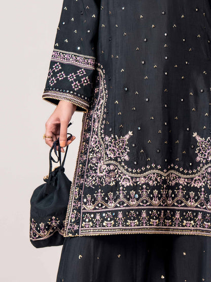 2 Piece Raw Silk Suit- Embroidered (Pret)