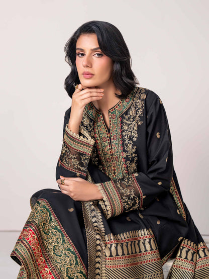3 Piece Jacquard Suit- Embroidered (Pret)