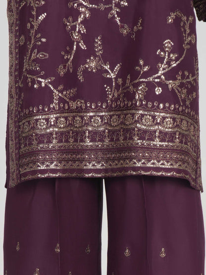 3 Piece Raw Silk Suit- Embroidered (Pret)