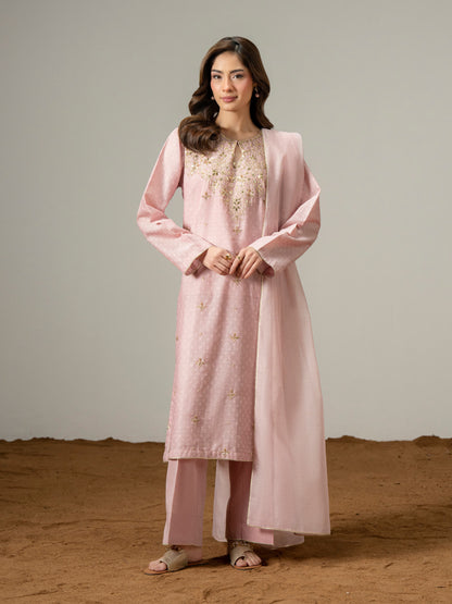 3 Piece Jacquard Suit-Embroidered (Pret)