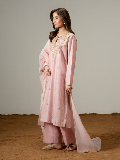 3 Piece Jacquard Suit-Embroidered (Pret)