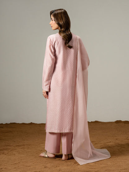 3 Piece Jacquard Suit-Embroidered (Pret)