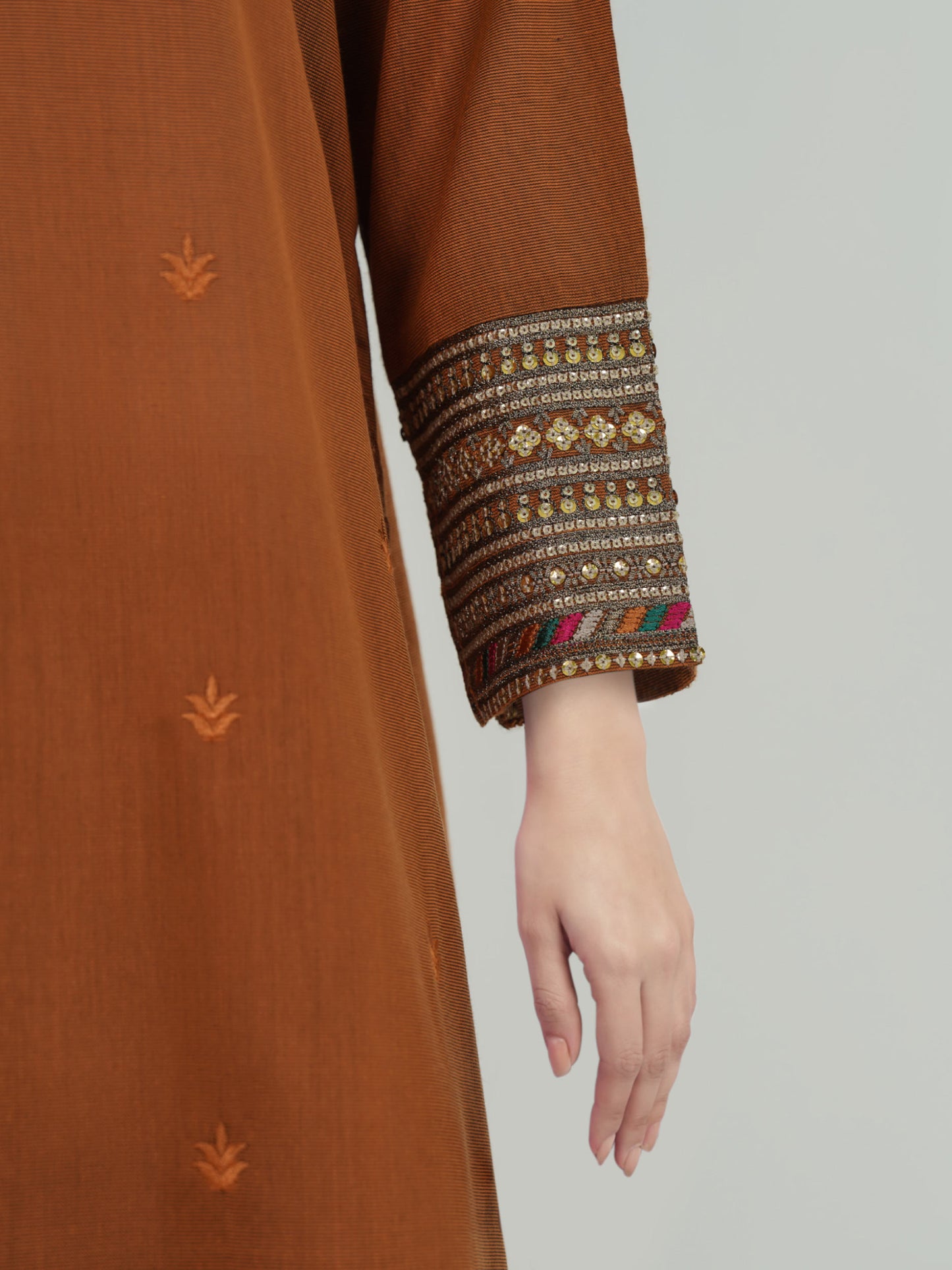 3 Piece Cotton Net Suit- Embroidered (Pret)