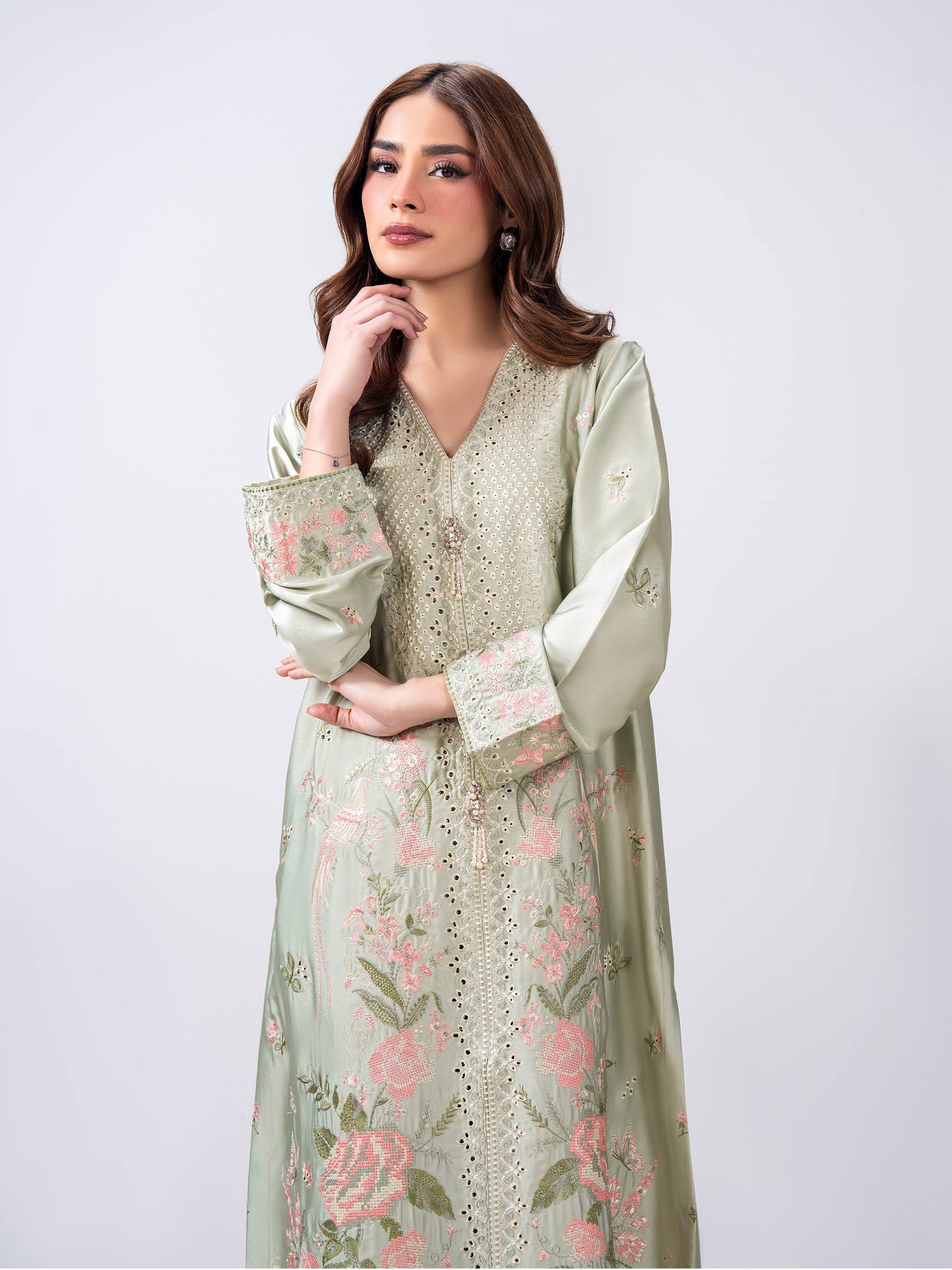 2 Piece Silk Suit- Embroidered (Pret)