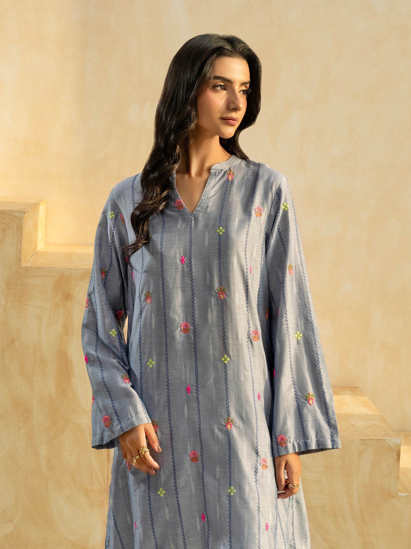 Denim Shirt-Embroidered (Pret)