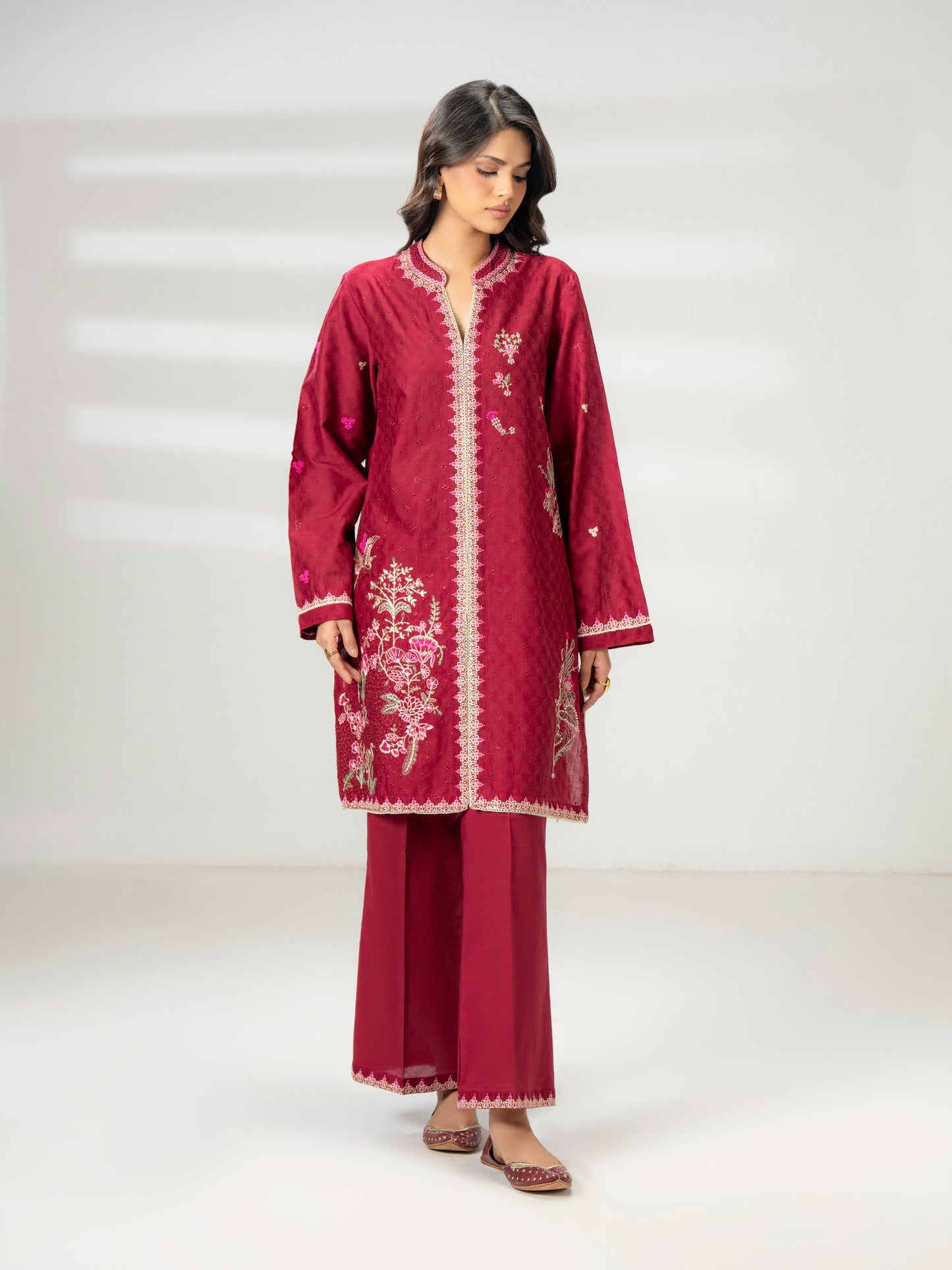 2 Piece Jacquard Suit-Embroidered (Pret)