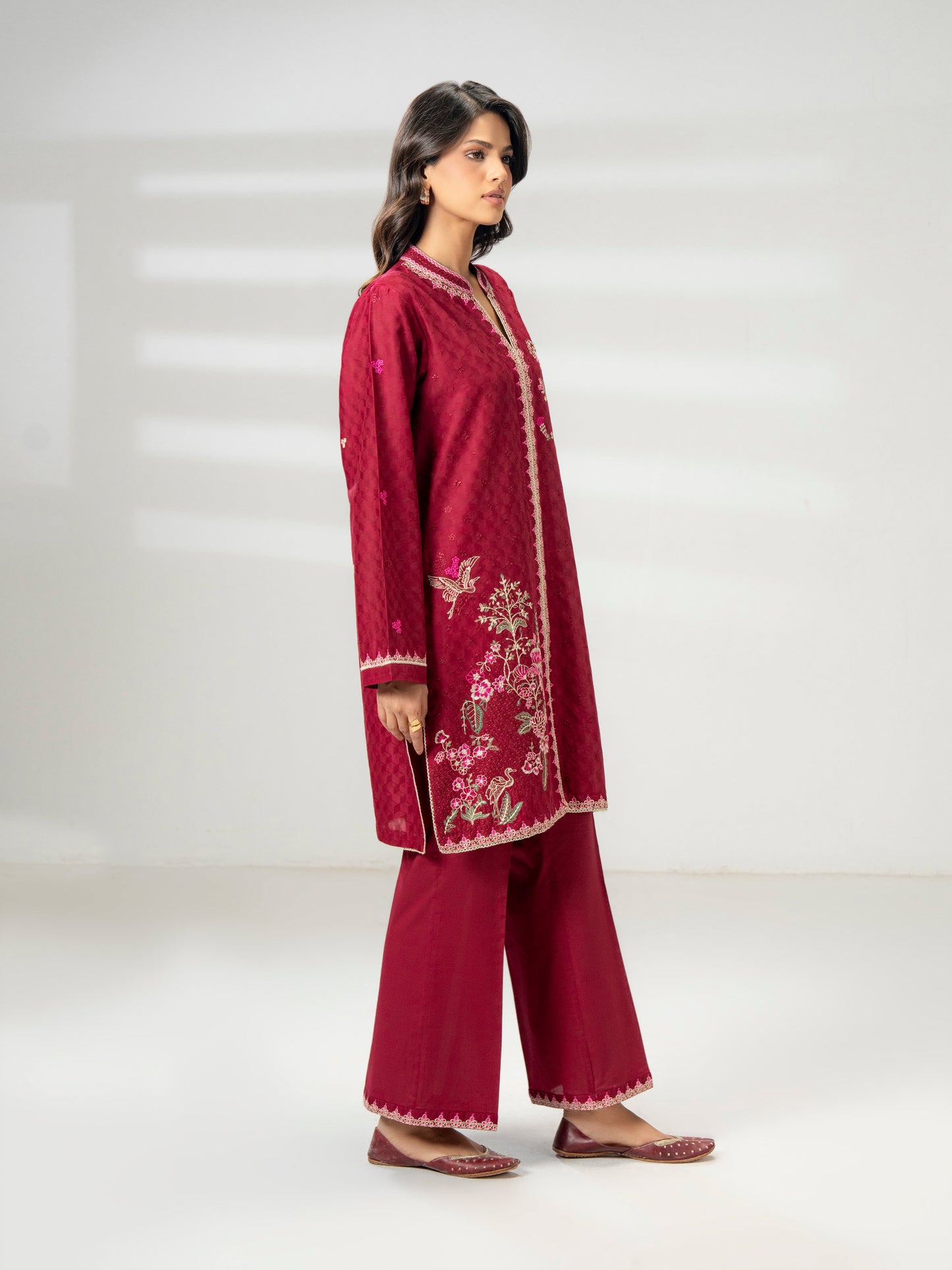 2 Piece Jacquard Suit-Embroidered (Pret)