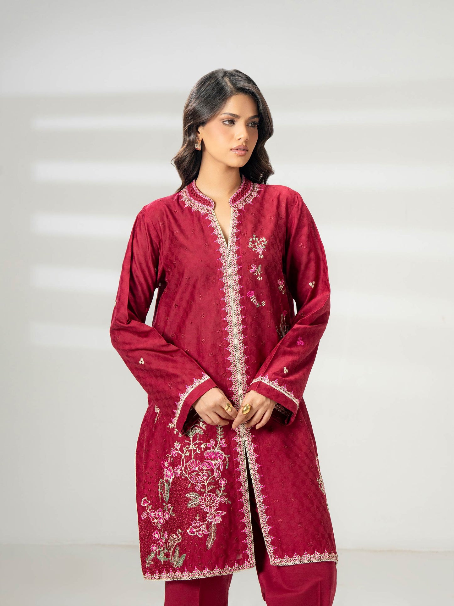 2 Piece Jacquard Suit-Embroidered (Pret)