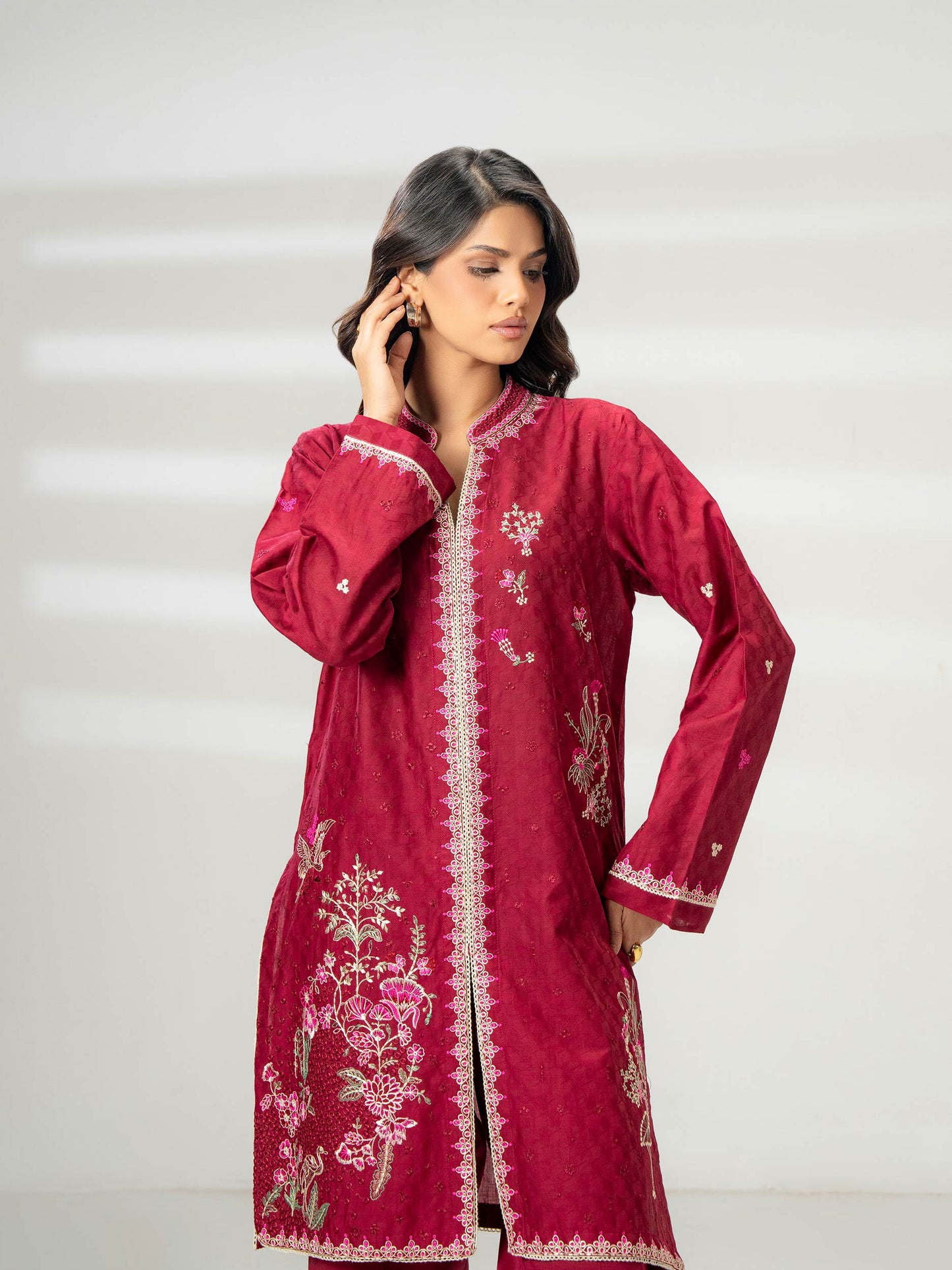2 Piece Jacquard Suit-Embroidered (Pret)
