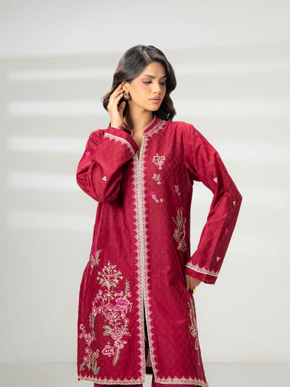 2 Piece Jacquard Suit-Embroidered (Pret)