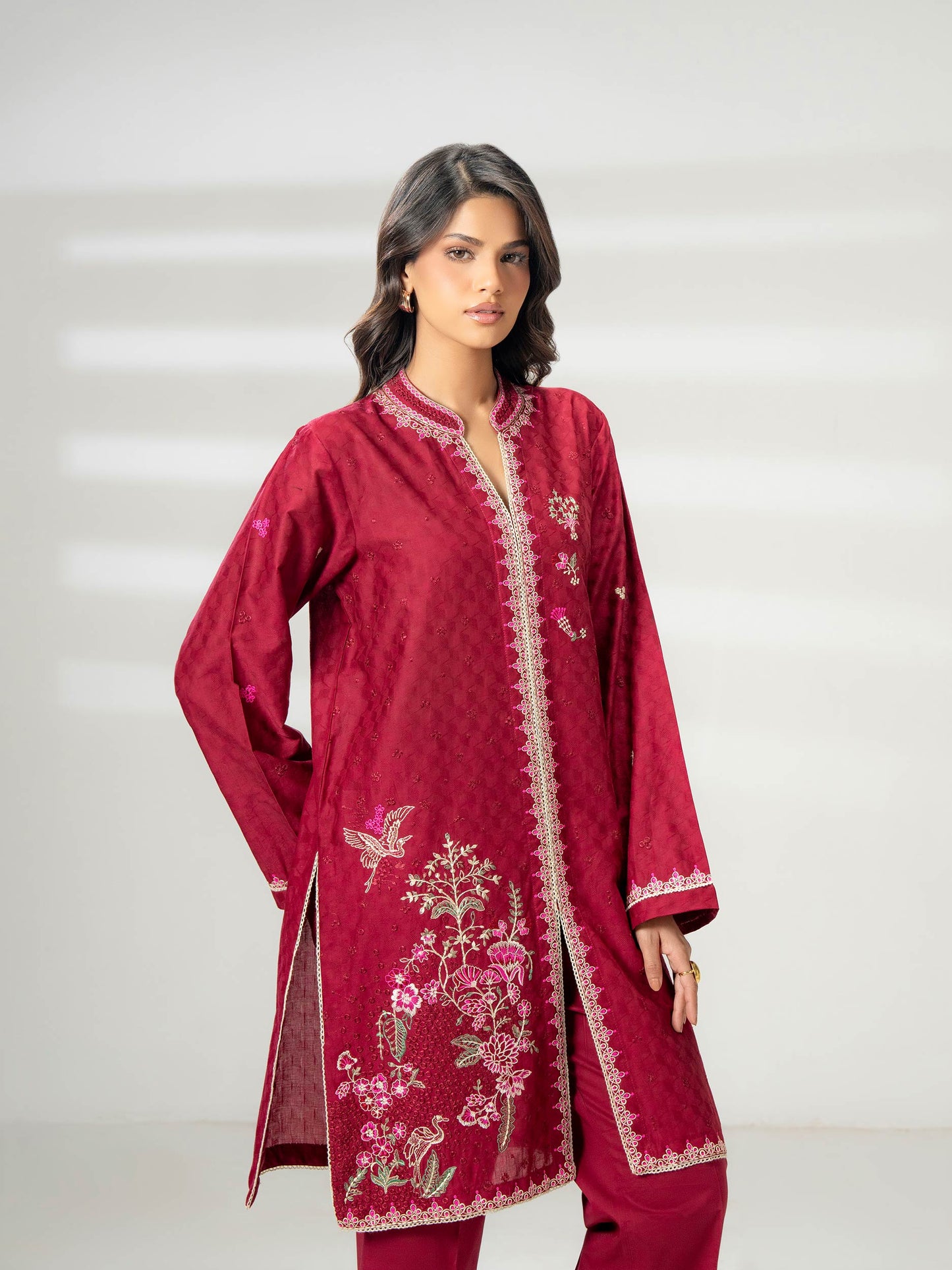 2 Piece Jacquard Suit-Embroidered (Pret)