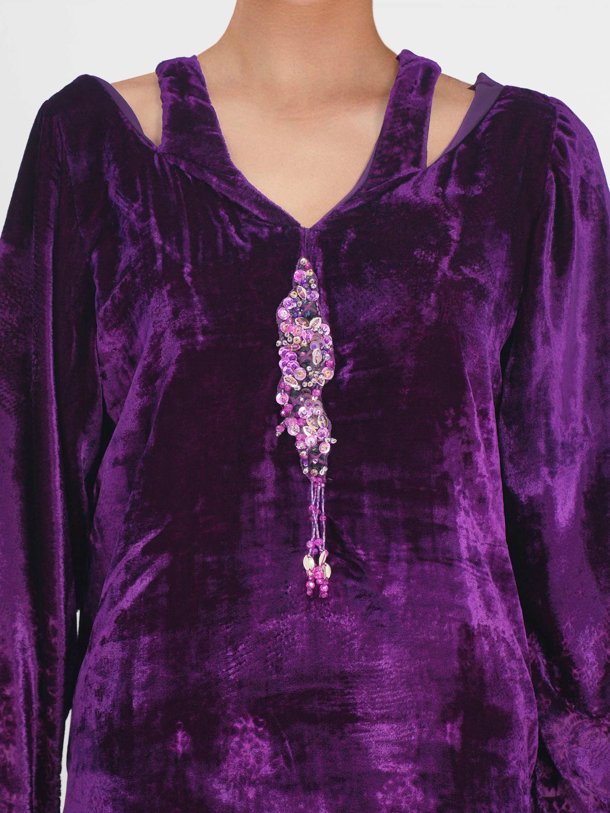 2 Piece Velvet Suit- Embellished Pret)