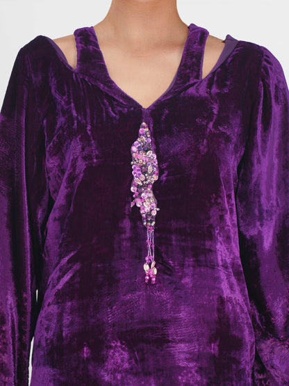 2 Piece Velvet Suit- Embellished Pret)