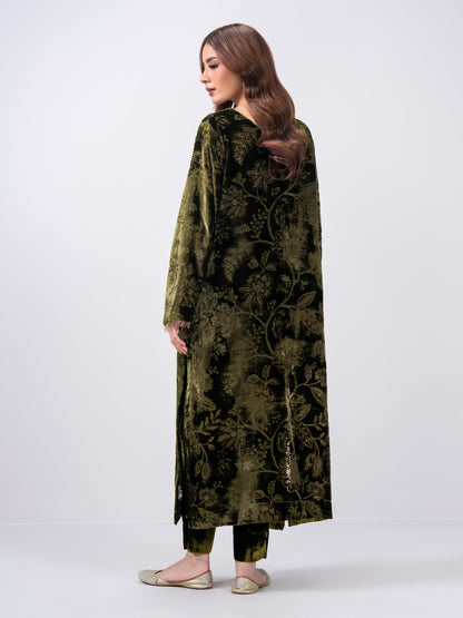 2 Piece Velvet Suit- Embroidered (Pret)