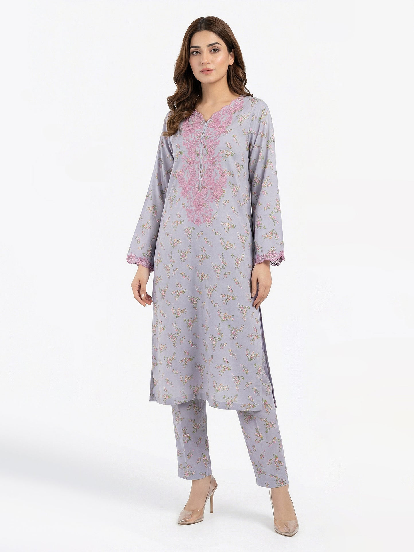 2 Piece Viscose Suit- Embroidered (Pret)