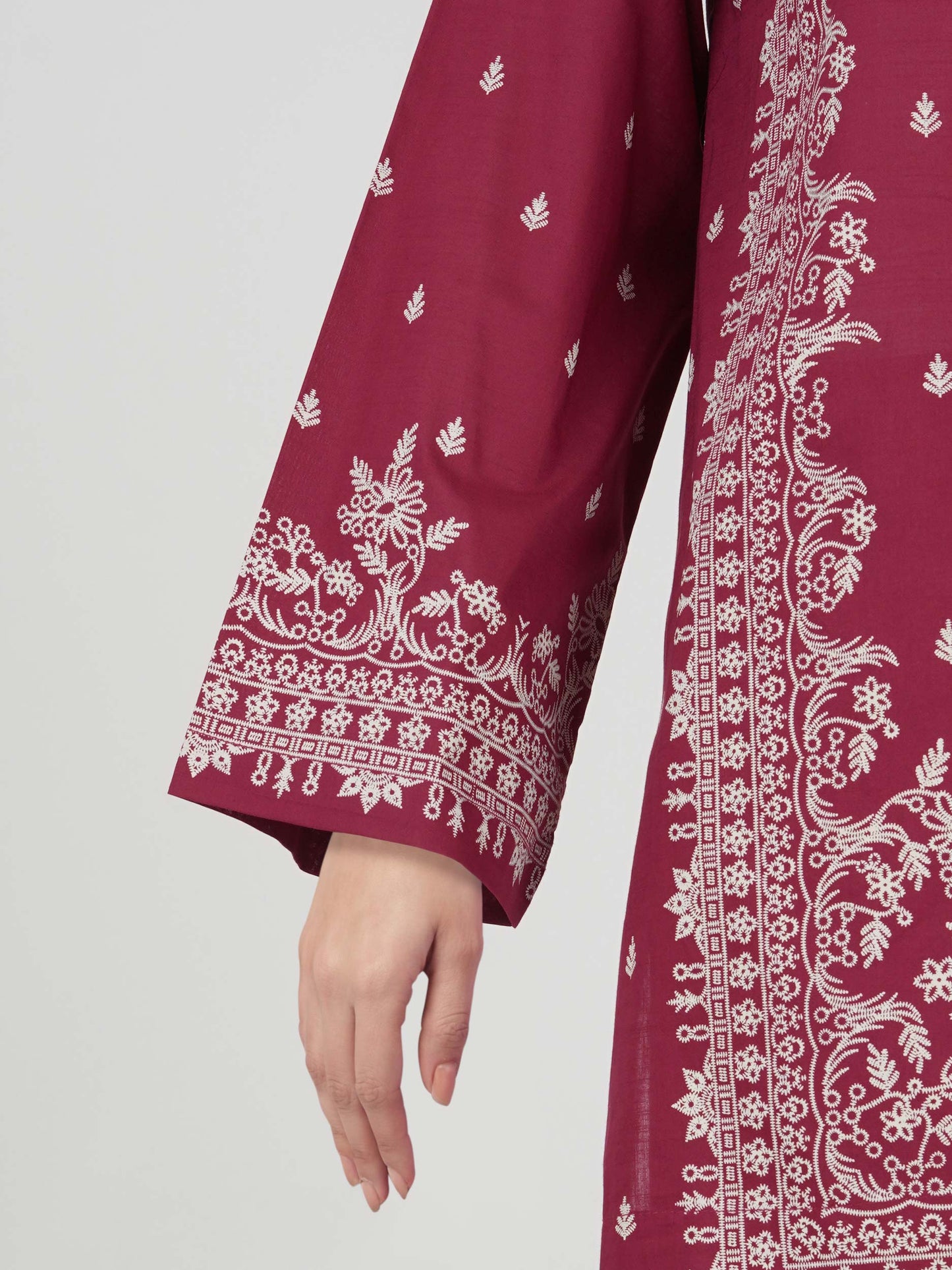 Lawn Slub Co-ord Set- Embroidered