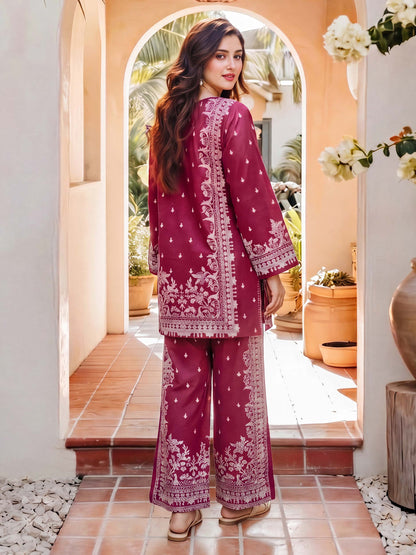 Lawn Slub Co-ord Set- Embroidered