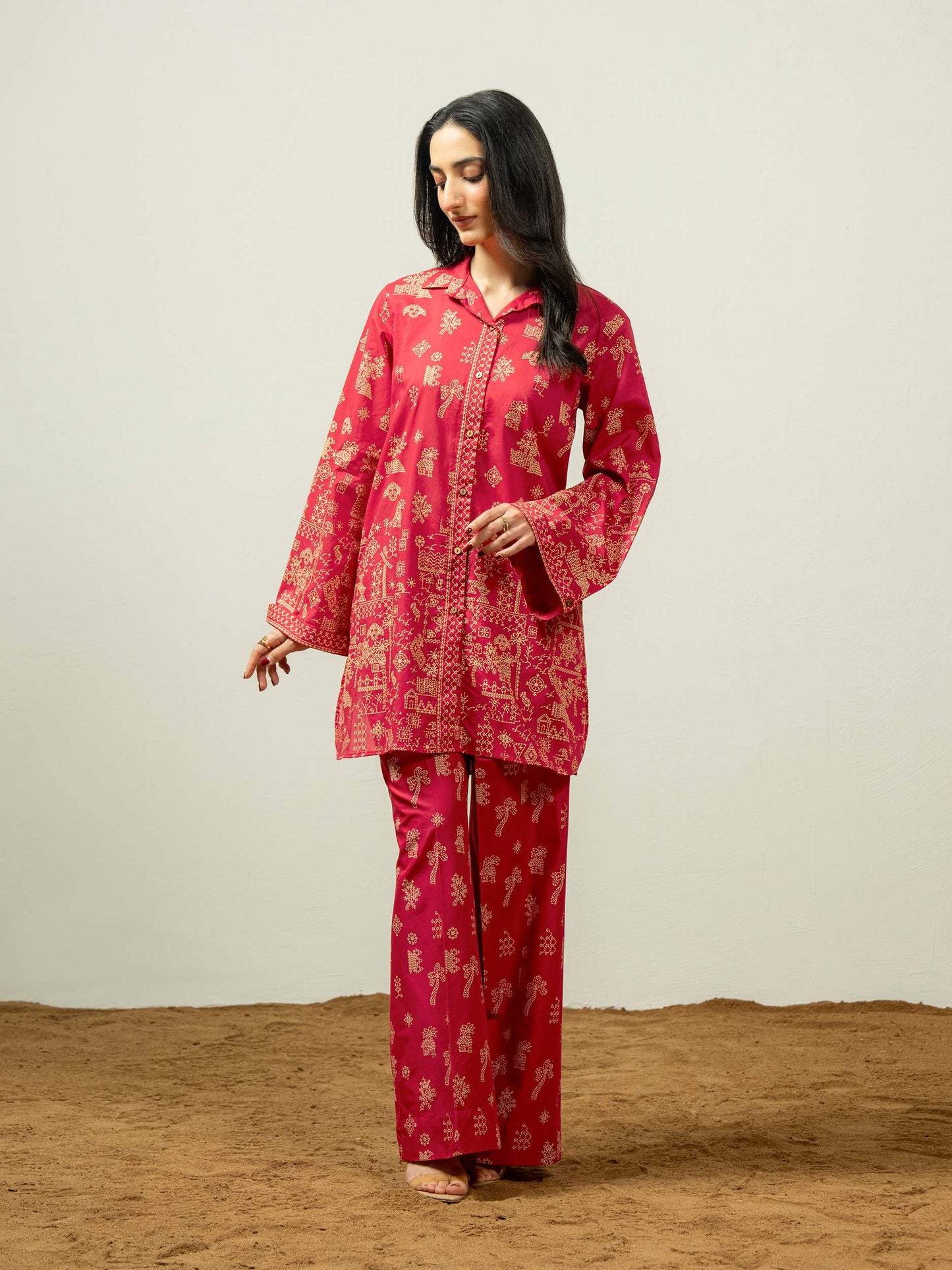 Cambric Co-ord Set-Paste Print (Pret)