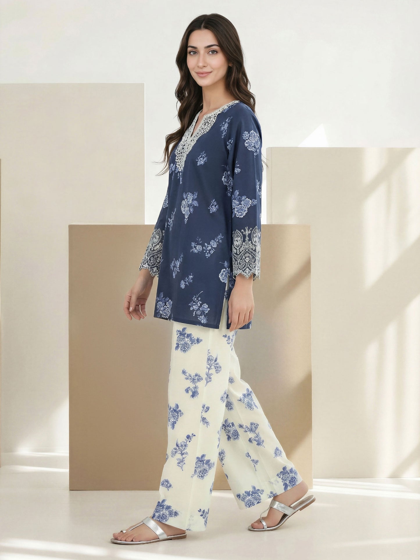Lawn Co-ord Set- Embroidered