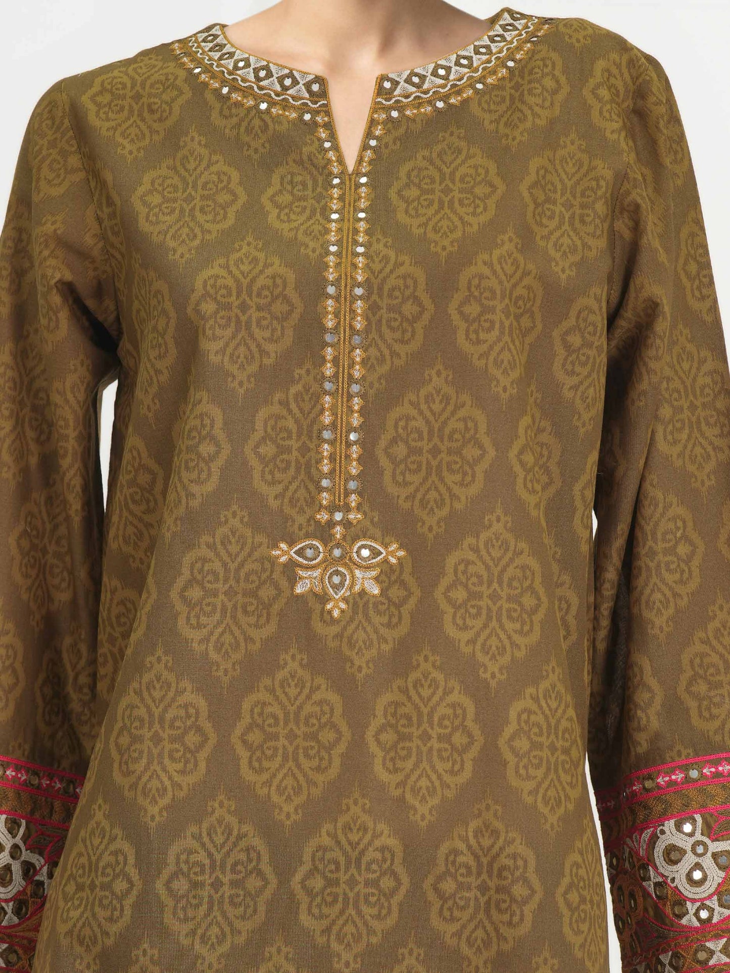 2 Piece Cambric Suit- Embroidered (Pret)