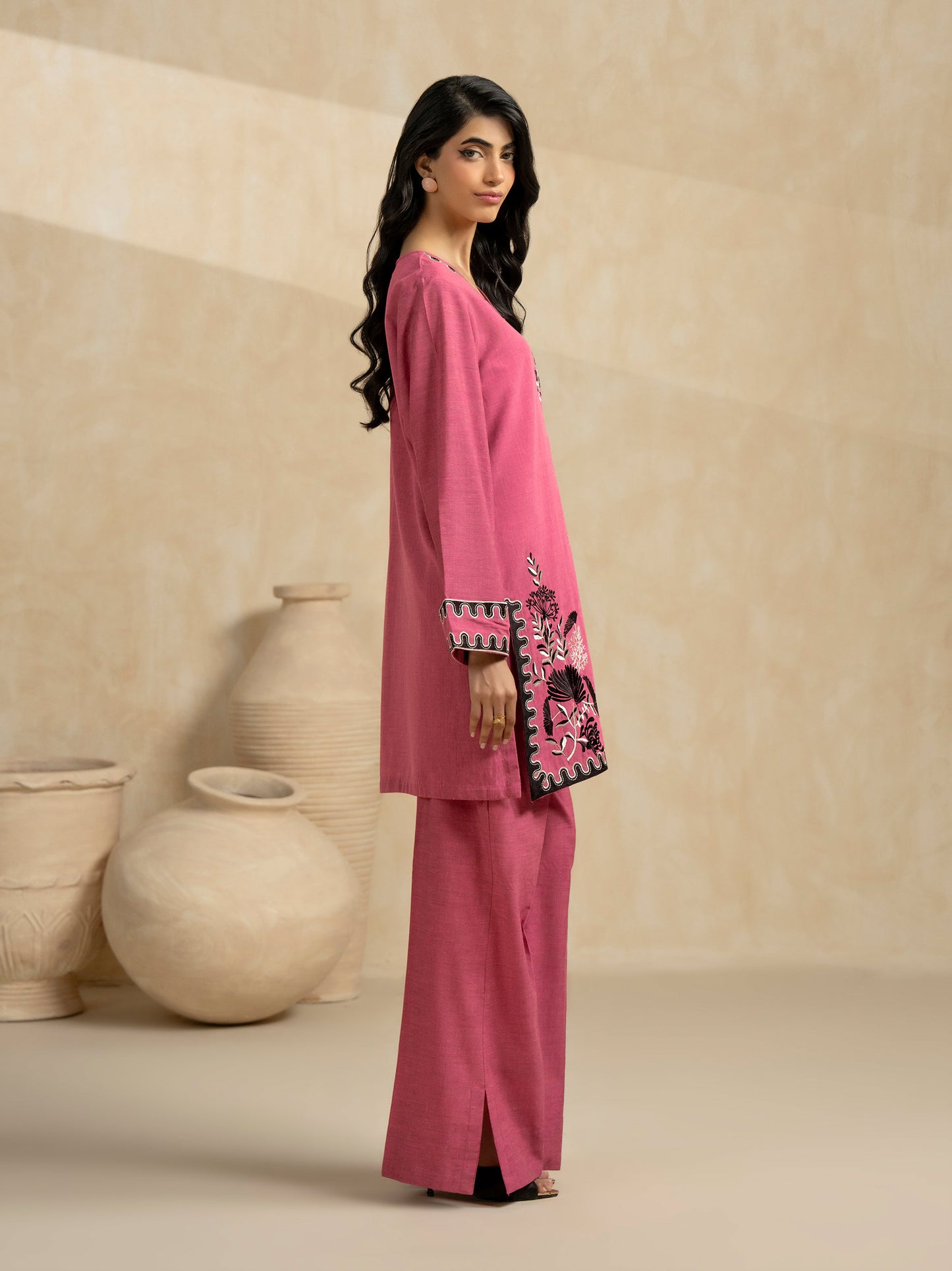 Satin Co-ord Set-Embroidered (Pret)