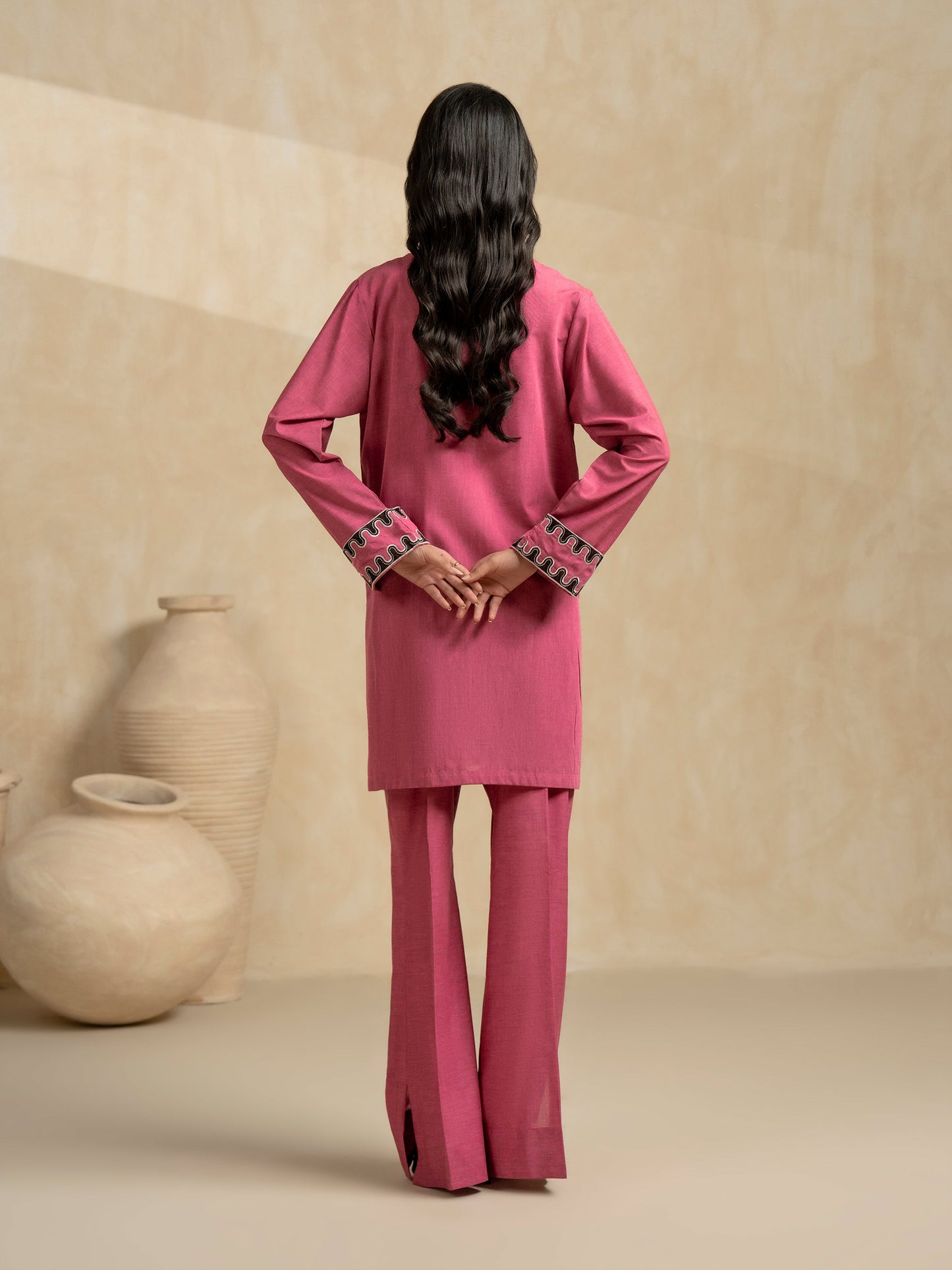 Satin Co-ord Set-Embroidered (Pret)