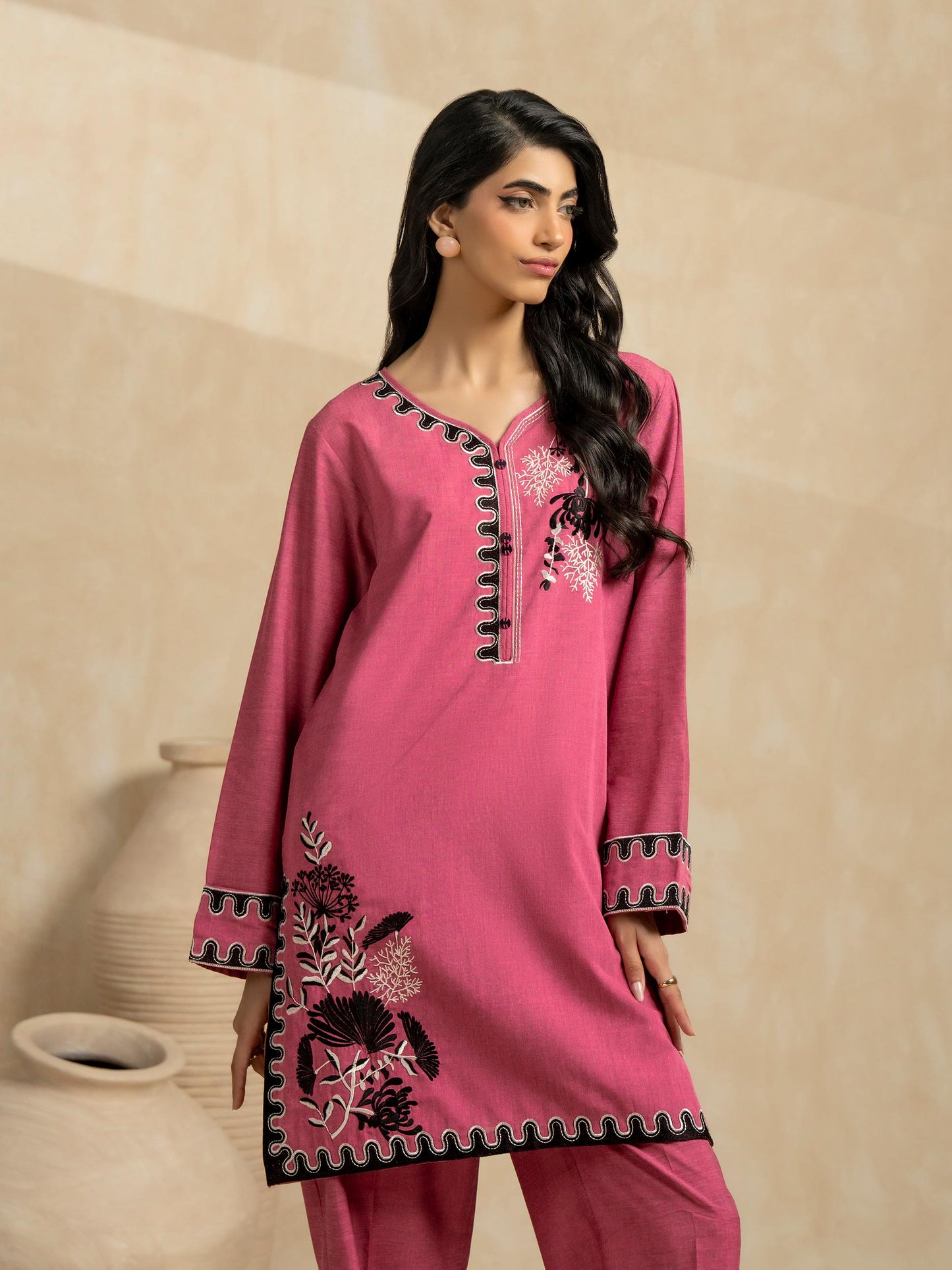 Satin Co-ord Set-Embroidered (Pret)