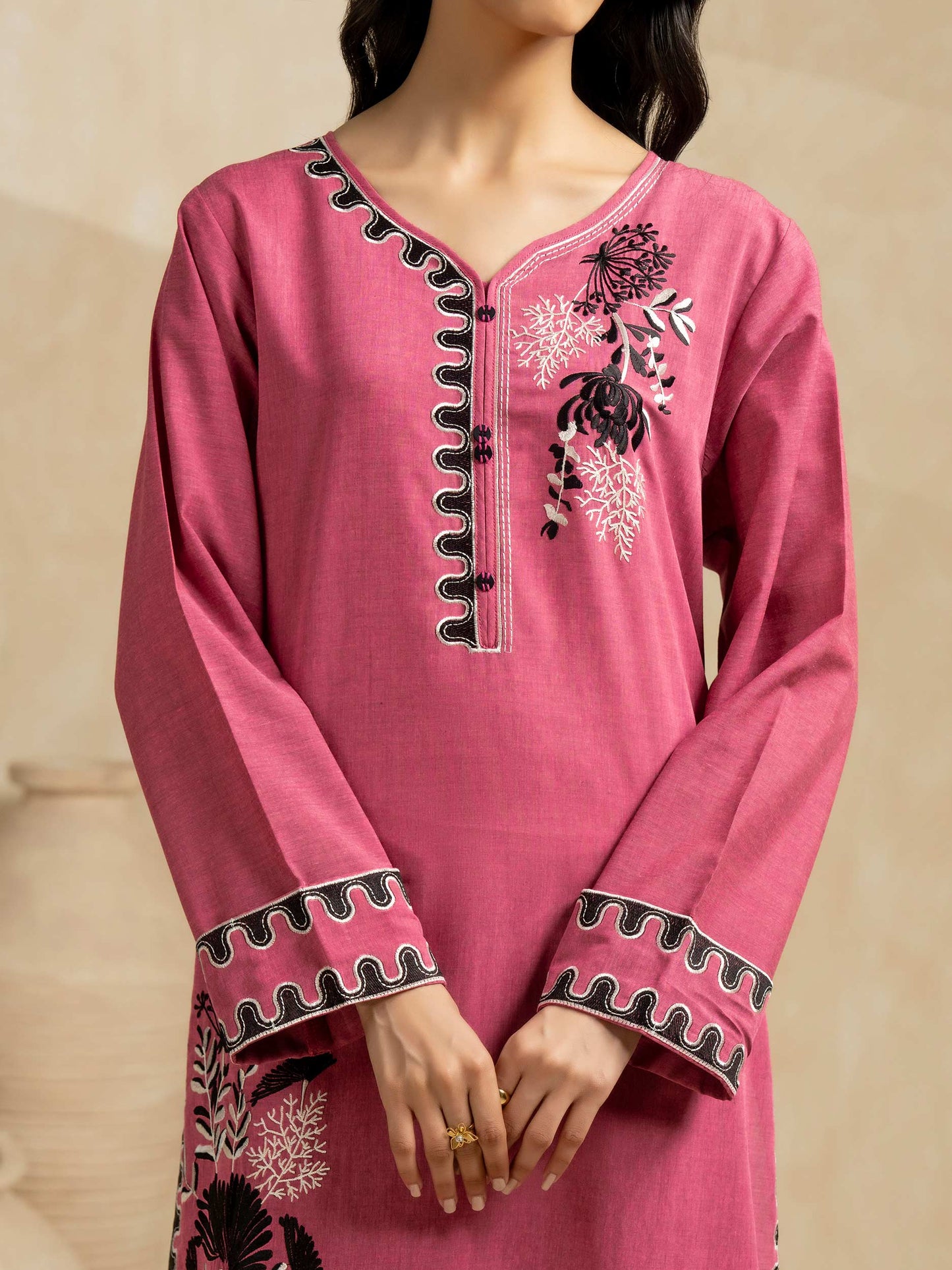 Satin Co-ord Set-Embroidered (Pret)