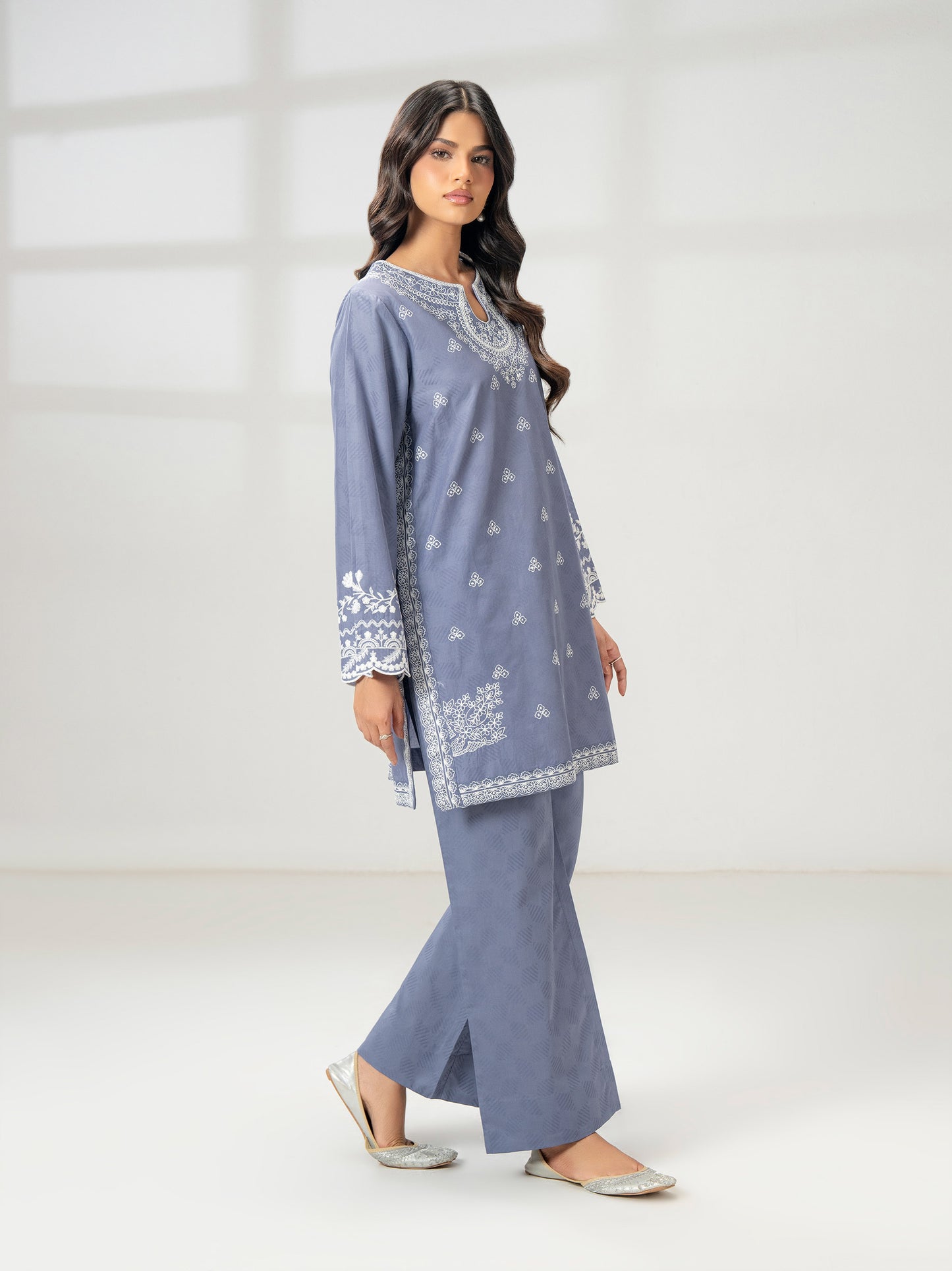 2 Piece Jacquard Suit- Embroidered (Pret)