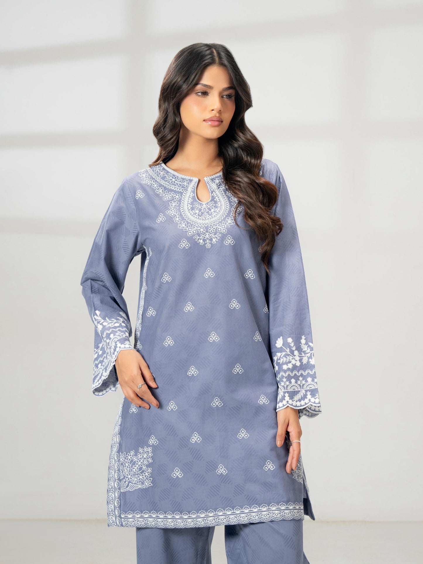 2 Piece Jacquard Suit- Embroidered (Pret)