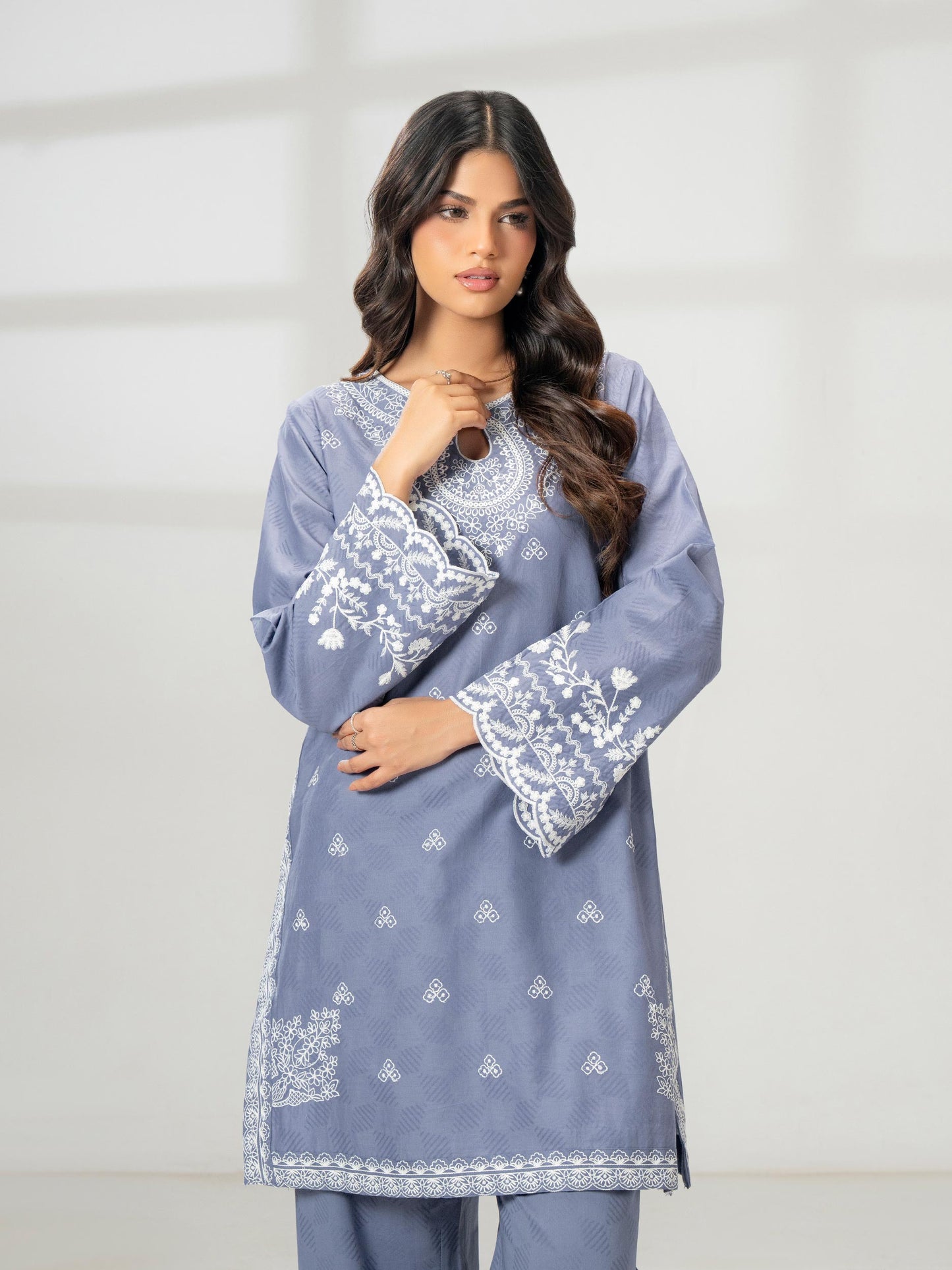 2 Piece Jacquard Suit- Embroidered (Pret)