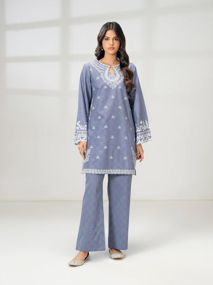2 Piece Jacquard Suit- Embroidered (Pret)