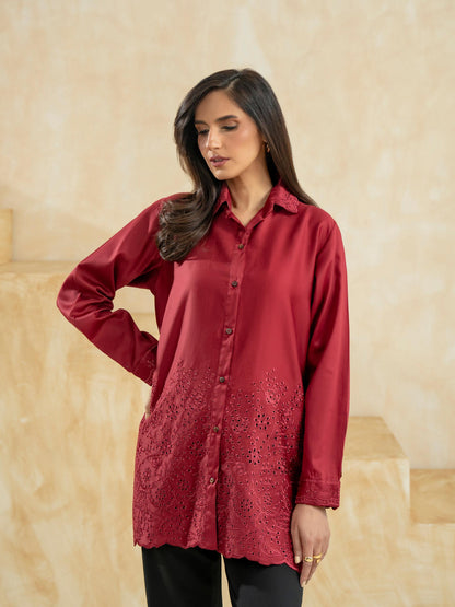 Satin Kurti-Embroidered (Pret)